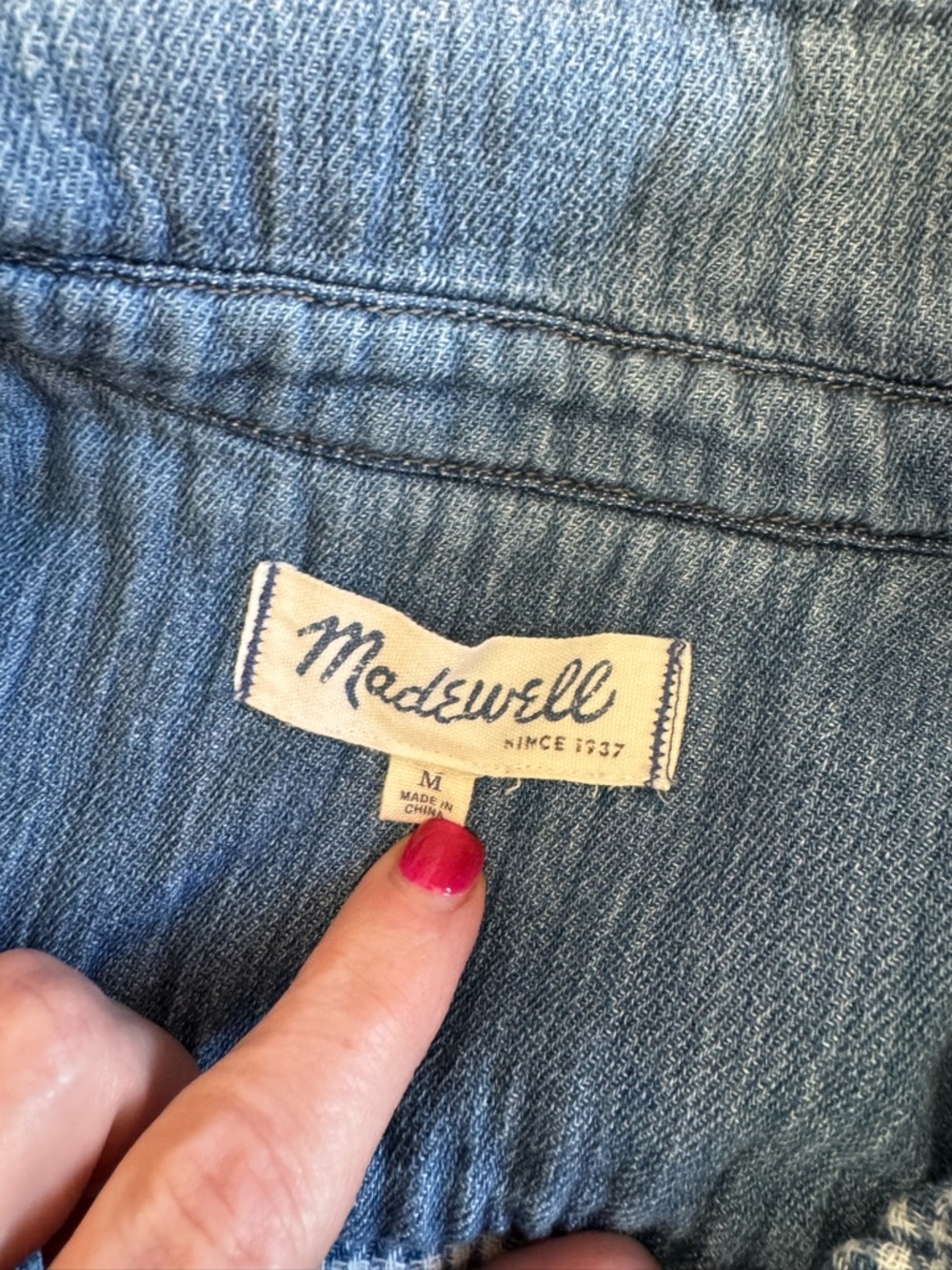 Madewell Double-Faced Chambray Button Down Shirt Houndstooth Lining Medium - Picture 4 of 5